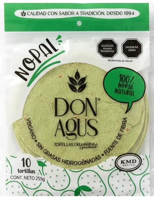 Tortillas Don Agus sabor Nopal
